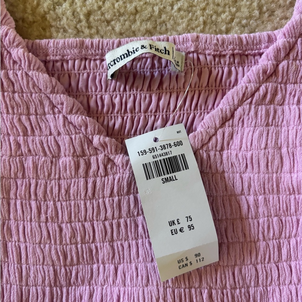 Abercrombie & Fitch Pink Puff Sleeve Midi Dress - Picture 4 of 4